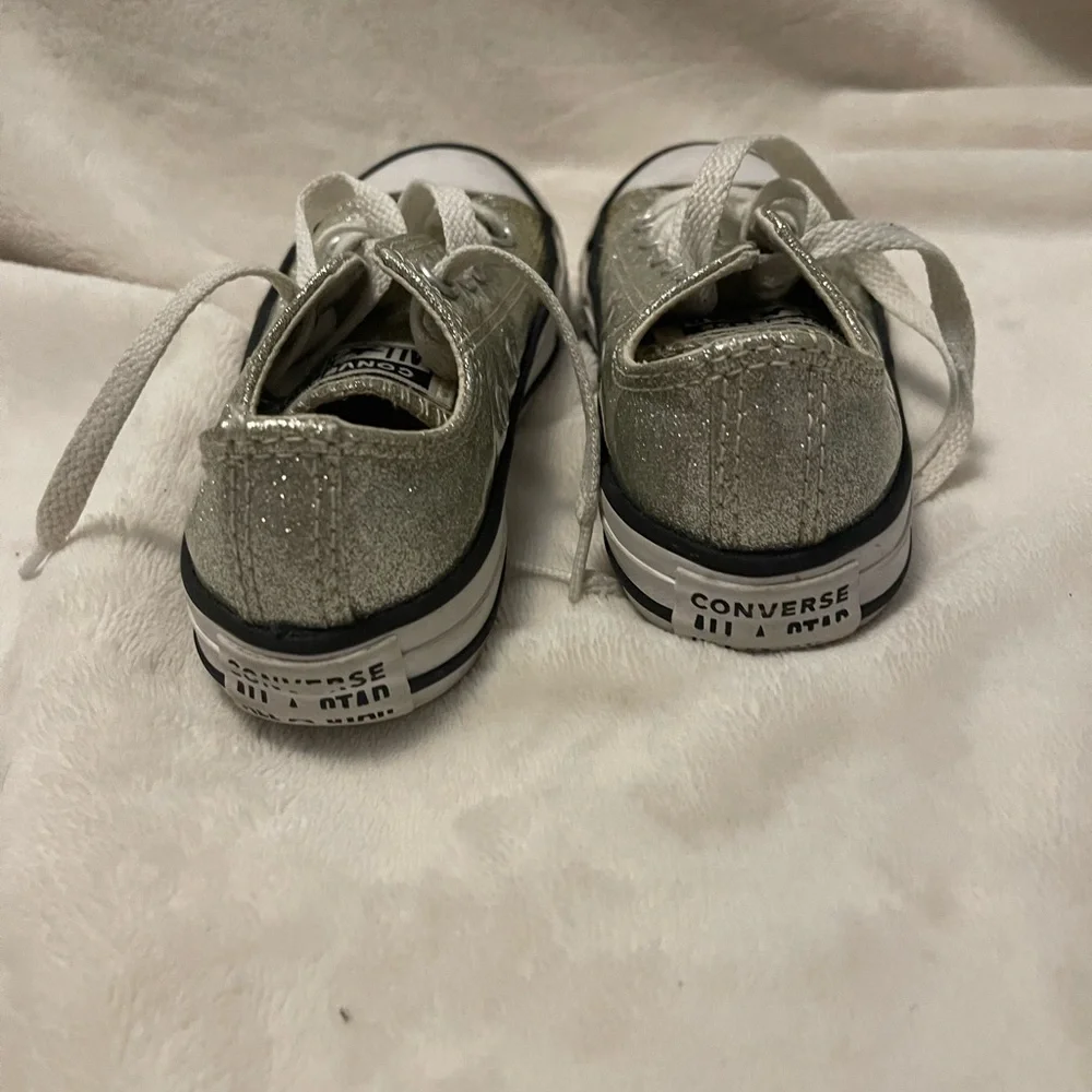 Y2K Glitter Disco Aesthetic Converse Kids Silver Low Top Sneaker 11 641727C